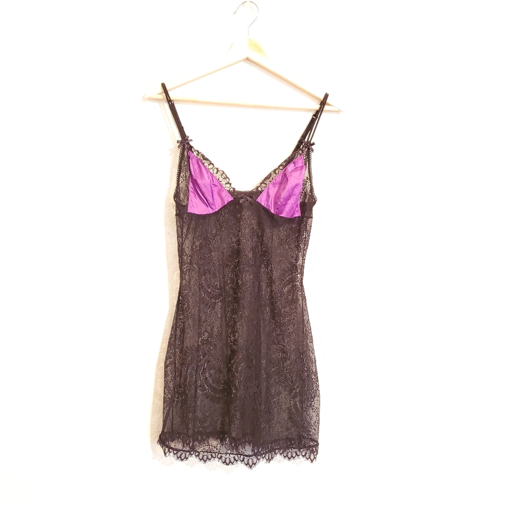 Victoria's Secret M Black Purple Lace Lingerie Sexy Little Things